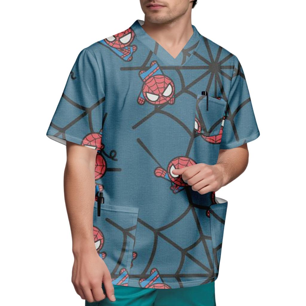 Мужской топ с коротким рукавом и V-образным вырезом с принтом нагрудного кармана