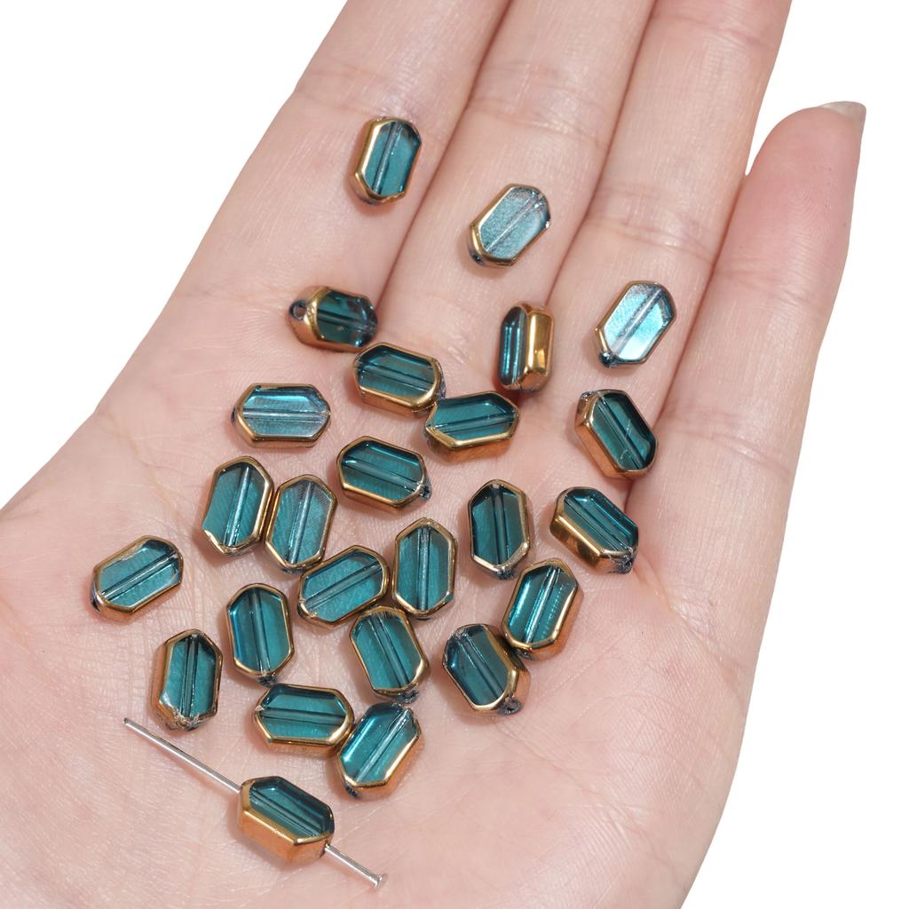 5-10 шт. Стеклянные золотые бусины прямоугольной формы, хрустальные бусины для DIY браслета, ожерелья, изготовления ювелирных изделий, украшения