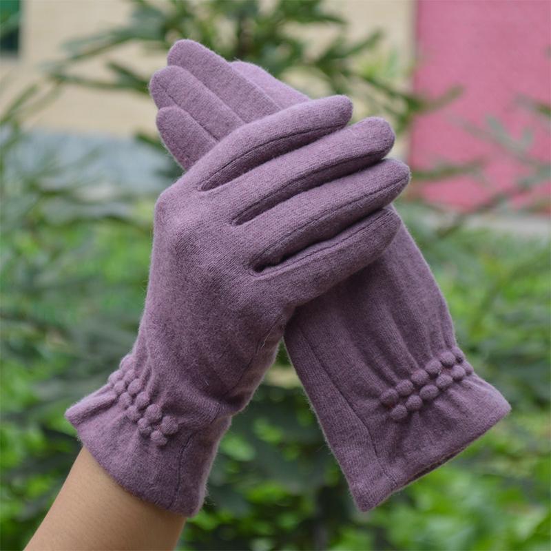 Шерстяные кашемировые перчатки женские теплые с сенсорным экраном зимние повседневные