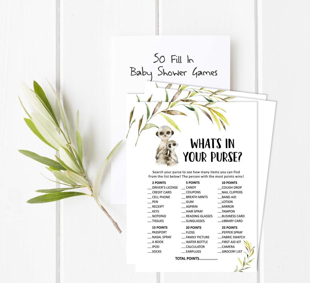 Inkdotpot Игровой набор Baby Shower из 50 игр BabyA AlphabetA ABCA Игра Meerkat Baby Gender Neutral Party