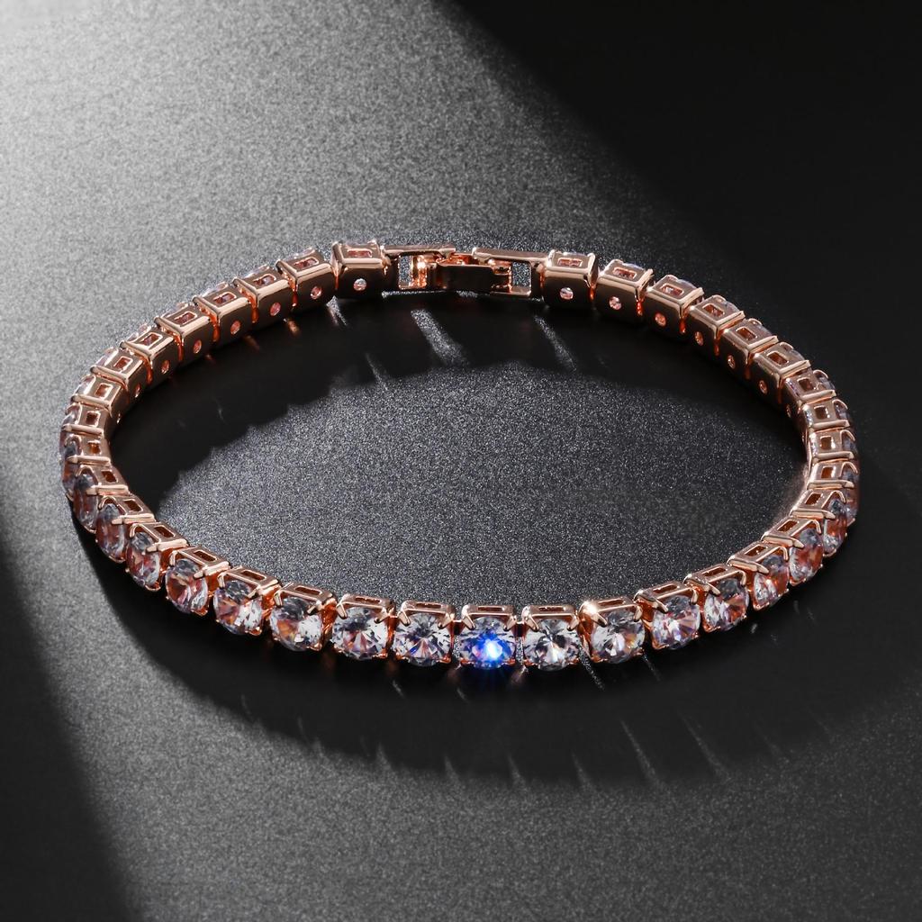 Теннисная цепочка Циркон Теннисный браслет: Унисекс 4-5 мм Европейская и американская мода, стиль хип-хоп