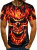 Футболка мужская с 3D-графикой черепа в огне - черная, с коротким рукавом, круглым вырезом и рисунком черепа в огне, мягкая полиэстеровая ткань