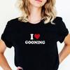 Я люблю GOONING футболка с принтом в форме сердца, повседневная, с круглым вырезом, женская футболка, подходит для повседневной носки