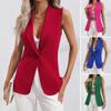 Sleeveless Blazer Vest for Women Open Front Lapel V Neck One Button Vest Top Casual Office Work Suit Waistcoat