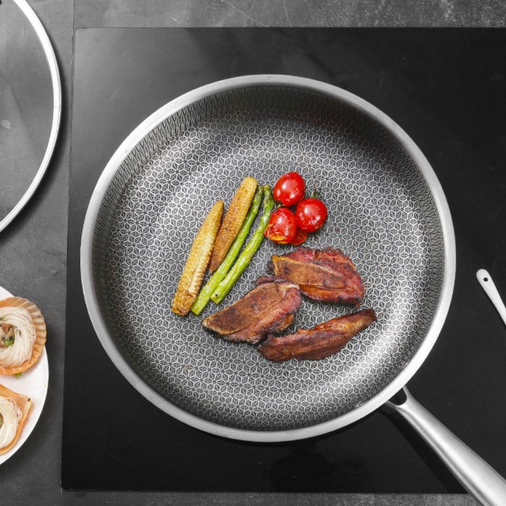 Сковорода из нержавеющей стали с сотовым покрытием, Сковорода для блинов без покрытия, Сковорода с антипригарным покрытием, Индукционная плита