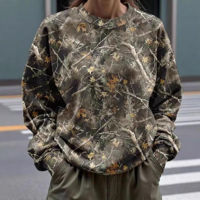 Женский свитшот с 3D-принтом ветвей, с круглым вырезом - Осенне-зимняя универсальная куртка с длинным рукавом