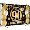 90th birthday part decorated background banner Black gold Happy 90th Birthday decorated background for men and women photography