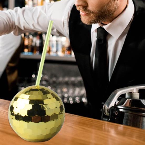 600ML Wine Ball Cup with Lid Refraction Delicate Retro Disco Design Drinking Glass Party Supplies