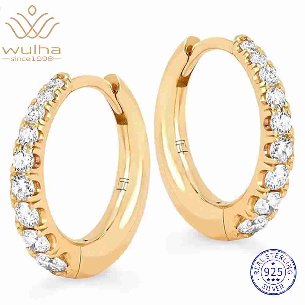 WUIHA Vintage 100% 925 Sterling Silver VVS1 D Color Real GRA Moissanite Diamonds Wedding Engagement Earrings Hoops Fine Jewelry