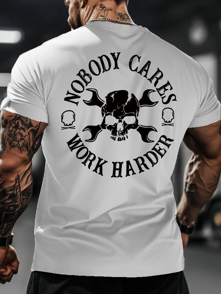 2026 New Year Hot Sale Mens Spring and Summer New Sports and Leisure Mens Tshirt NOBODY CARES WORK HARDER
