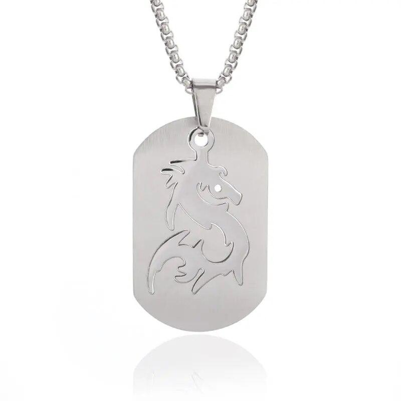 Retro Ethnic Chinese Zodiac Dragon Pendant Gold Color Necklace Men and Women Punk Style Jewelry Gift