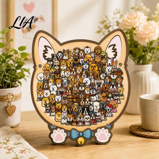 Wooden Animal Puzzle Jigsaw Puzzle, Pig Rabbit Theme Difficult Decorative Toy Challenge Game, Kids Adults for Desk Decoration
