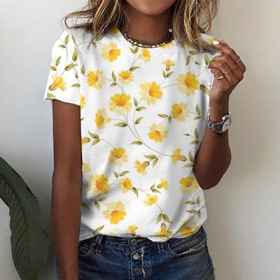 3D-принт Летние женские футболки с круглым вырезом Топ Модная одежда Рубашки с коротким рукавом