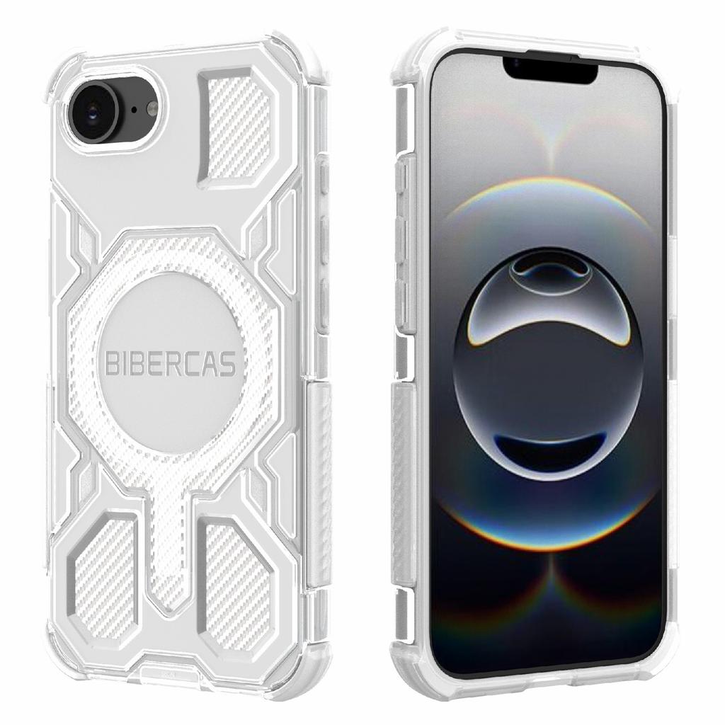 BIBERCAS J-16 Transparent Series For iPhone 16e Case Compatible with MagSafe TPU+PC Phone Cover