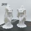 Resin-like Halloween Craft 3D Printed Ghost Bride Statue Ornament, Female Figure Sculpture with Dark Style Ornament Stable Base, Decorative Minimalist