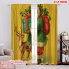 2pcs,2D Plane Printing Curtains Digital Printed Vintage Santa & Reindeer (2) Polyester Easy Install (without Rod) All Seasons