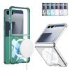 Прозрачный чехол для телефона Samsung Galaxy Z Flip 7 flip7 с защитой камеры, четырехточечной защитой от падения и магнитным кольцом