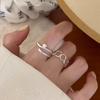 Line Ring Female Korean Version Simple Design Pearl Geometric Hollow Ring Opening Adjustable Index Finger Ring