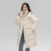 Женский элитный пуховик средней длины, зимняя свободная куртка на белом утином пуху