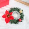 Christmas Candle Wreath Artificial Flower Decorative Garland Ornament Table Centerpiece for