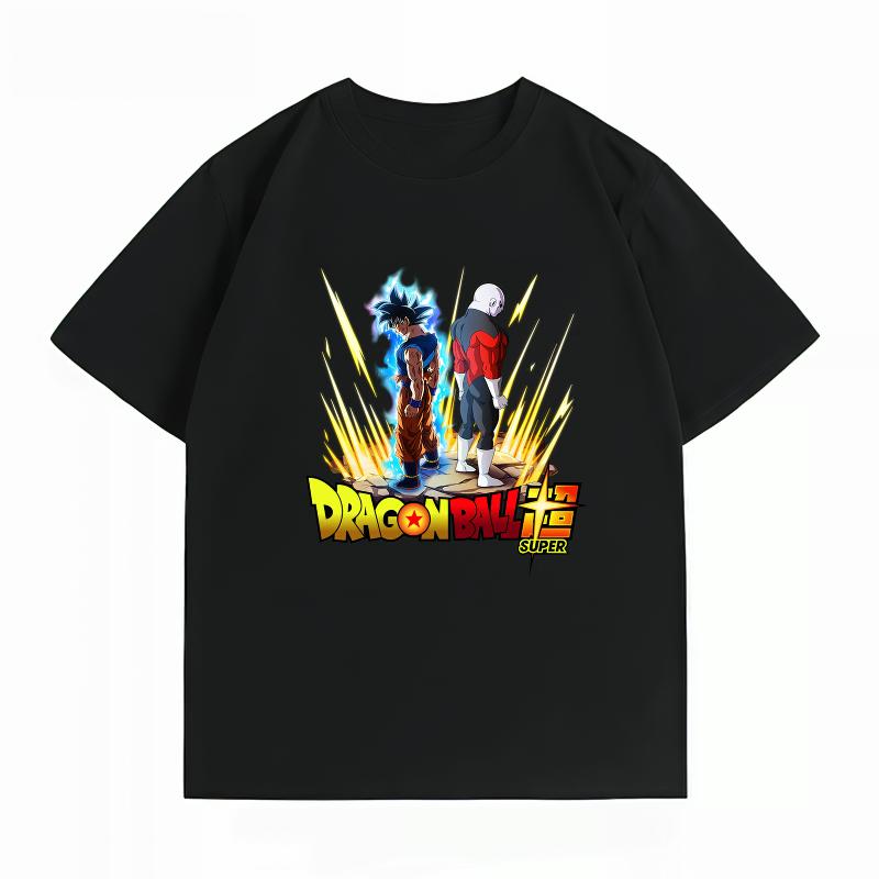 Dragon Ball Super Goku Jiren Battle Print Tshirt Casual Short Sleeve Cotton Anime Streetwear Unisexs Tshirt