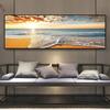Gold Beach Sunset Canvas Art Scenic Seascape Paintings Wall Prints for Living Room Decor