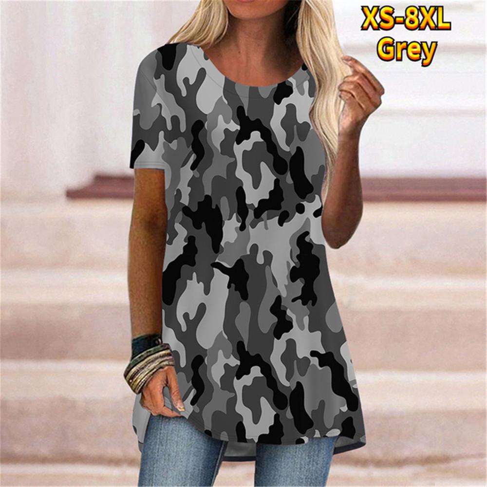 3D-принт с круглым вырезом, летний стиль Харадзюку, женский персонализированный камуфляж, модные удобные футболки с коротким рукавом, пуловер