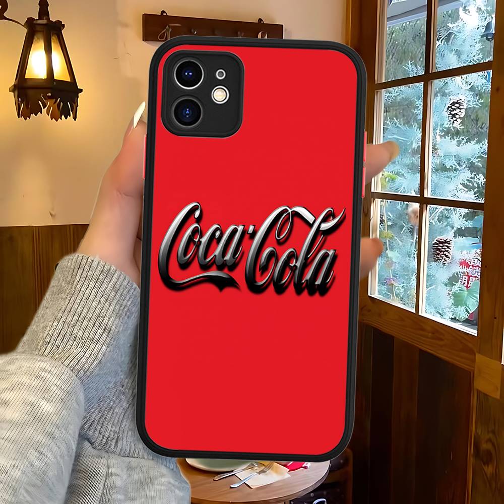 C-CocaS-Модный Кола Силиконовый Матовый Чехол Для Телефона Для Iphone 13 14 15 16 Pro Max 11 12 X Xs Max Мягкая Крышка