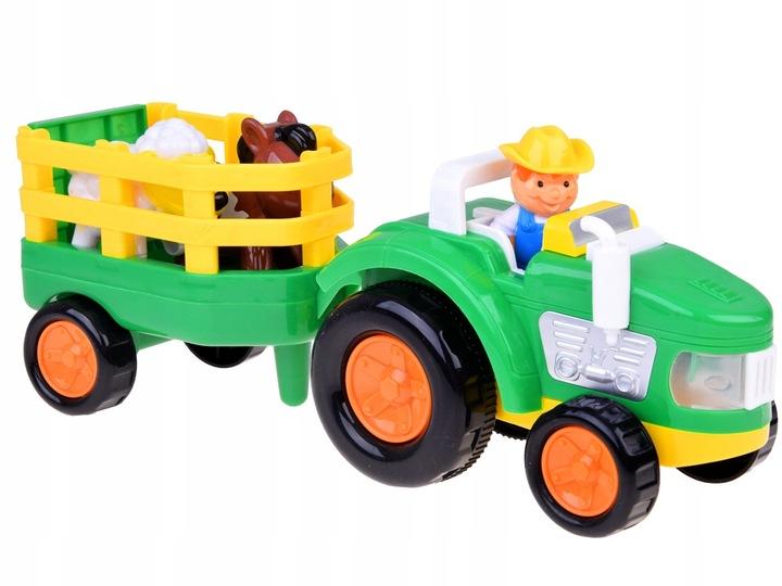 Traktor Z Przyczepą Farmer I Zwierzątka Dźwięk + Światło Za5390