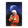 Laika First Dog in Space Vintage Russian Soviet Propaganda The Space Race Dogs Retro USSR Metal Cave Tin Sign Poster
