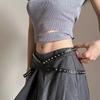 Очень длинный кожаный пояс на талию, тонкий ремень для платья и джинсов, панк, женский ремень с заклепками, аксессуары для талии