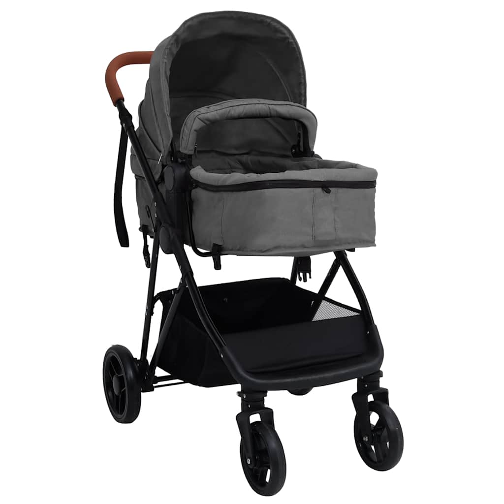 2 in 1 Stroller in Light Grey and Black Steel Frame