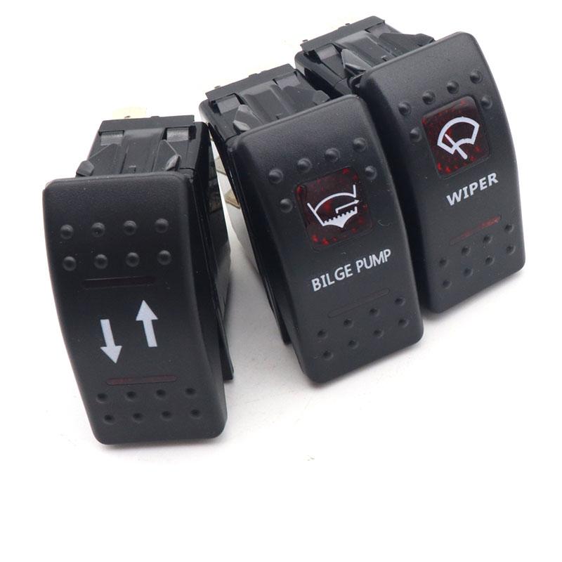 12V 24V Car Boat Caravan Rocker Switches Waterproof Rocker Switch Dual Red LED Light Bar Rocker Reverse Rear Light Switch