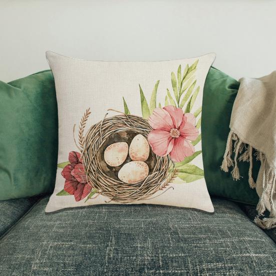 45x45 см Пасхальная наволочка с изображением кролика, яйца, цветочного ботинка, многоразовые праздничные украшения, диван, спальня, квадратная подушка, чехол для подушки, праздничный подарок
