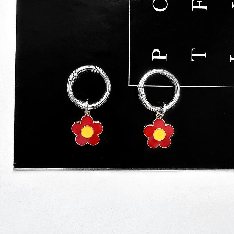 2pcs Oil-Drip Flower Shoe Buckle Boots Accessory Detachable Pendant Metal Shoe Pendant Small Red Flower Metal Charm Heel Decor