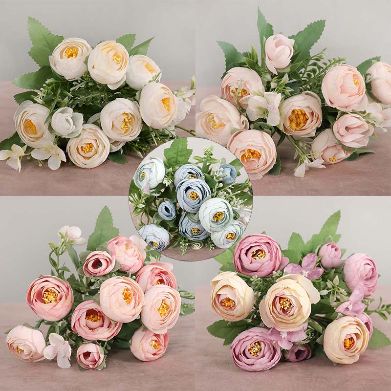 10 головок искусственных цветов, искусственные шелковые чайные розы, искусственные цветы, букет невесты, домашний декор для вечеринки и свадьбы, 30 см, цветочная композиция
