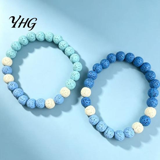 Essential Oil Diffuser Jewelry Gift Obsidian Stone Bracelet for Men Women, Colorful Rock Beads Minimalist Stackable Beaded Stretch Bracelet,