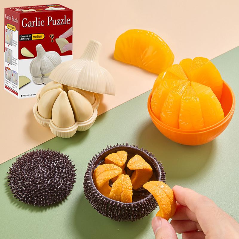 New 3D Puzzle Orange Sea Urchin Garlic Assembly Toy Logical Reasoning Hands-on Brainpower Puzzle Assembly Children's Puzzle Toys