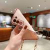 S25 For Samsung S24 S26 S23 S22 Ultra A55 A35 S21 Fe A15 A25 A54 A17 A37 A56 A57 5g Crossbody Necklace Strap Lanyard Plating Heart Shockproof Cover
