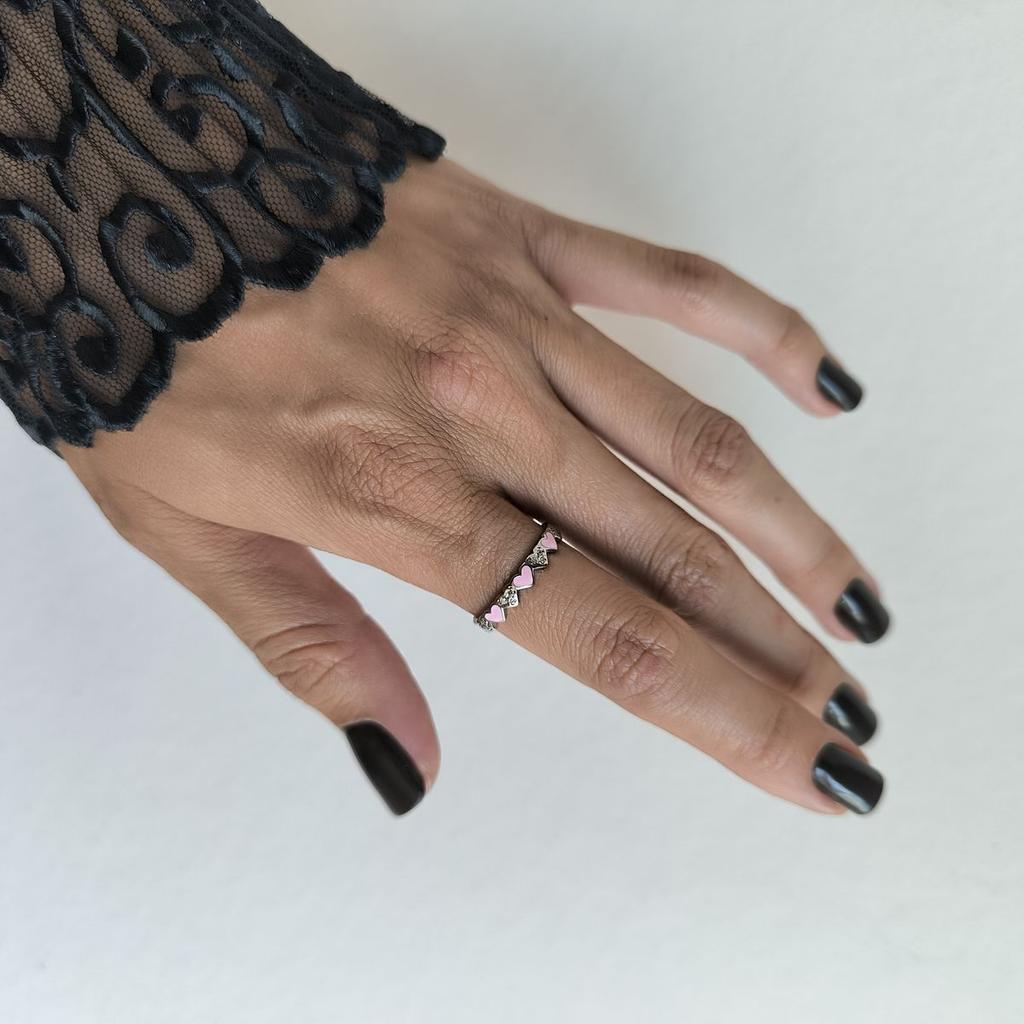 Silver Ring with Enamel, Cubic Zirconias, Item Weight 1.5 G (60002261)