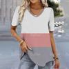 Женская футболка, простая модная футболка с v-образным вырезом и коротким рукавом в полоску, женская футболка в стиле Харадзюку, свободная одежда, женские пуловеры, топы
