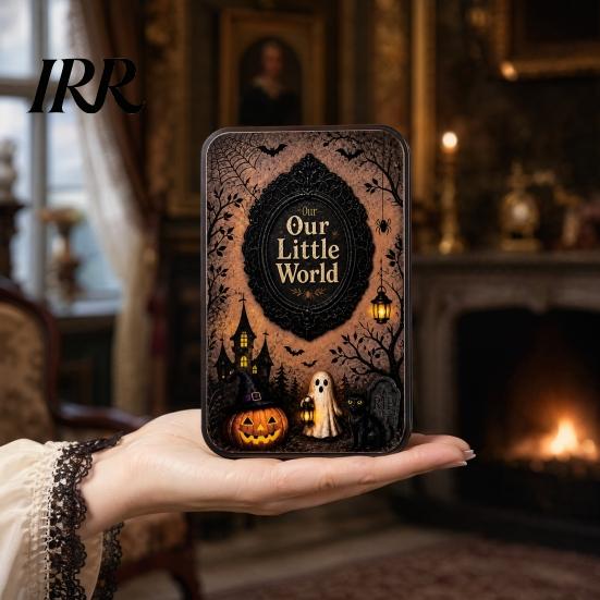 Lace Compartment Tin DIY Mini Photo Frames Silhouette Box, Halloween Miniature Small Storage Picture Display Container for Party Home Decor Box