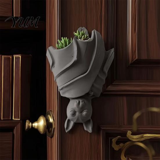 Alternative Home Ornament Bat Resin Plant Pot Hanger, Gothic Hanging Flower for Garden Theme Decoration Decoration, 3D Printed Weatherproof Succulents