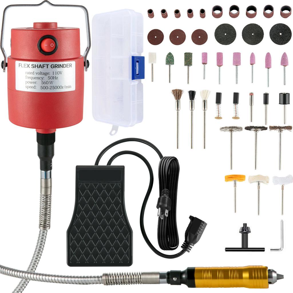 SucceBuy Подвесная гибкая шлифмашина 380/560/780 Вт Электрические инструменты для шлифовки и полировки ювелирных изделий Бесступенчатая скорость Набор шлифовальных ручек для камня и дерева