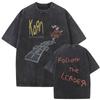 Washed Vintage Rock Band Korn Sick  Twisted Tour 2000 Tshirts Male Alternative Nu Metal Music Tshirt Mens Oversized T Shirts