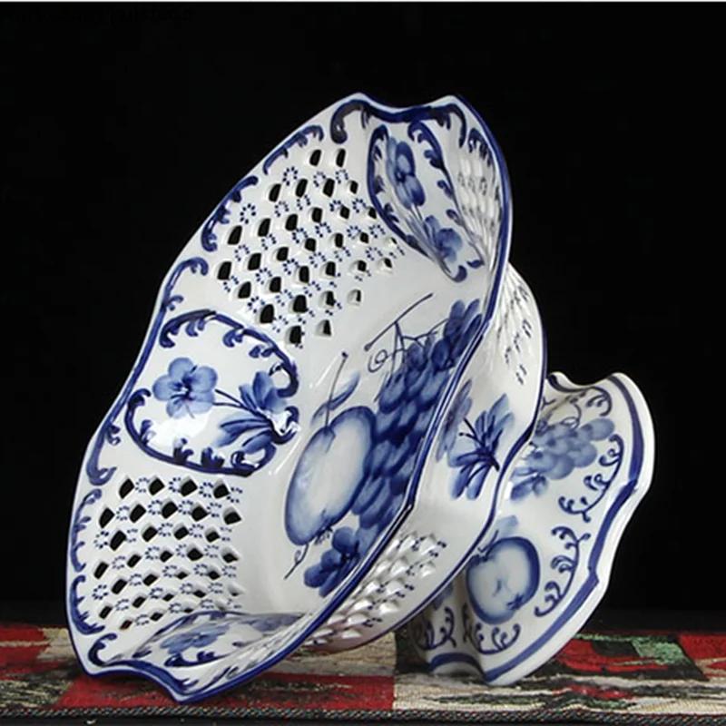 Полая тарелка для фруктов Керамическая тарелка Высокие ножки Фруктовница Миска для закусок Декоративная посуда Поднос для еды Корзина для фруктов Украшения для хранения