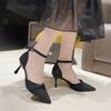Fashion 2025  Small Size  New High Heels Women Sandals Point Toe Women Shoes Black Ladies Sandals High-heeled Shoes