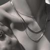 Sexy Cool Clavicle Chain Necklace Double Layer Thin Choker Pendant Snake Chain Necklace  For Women