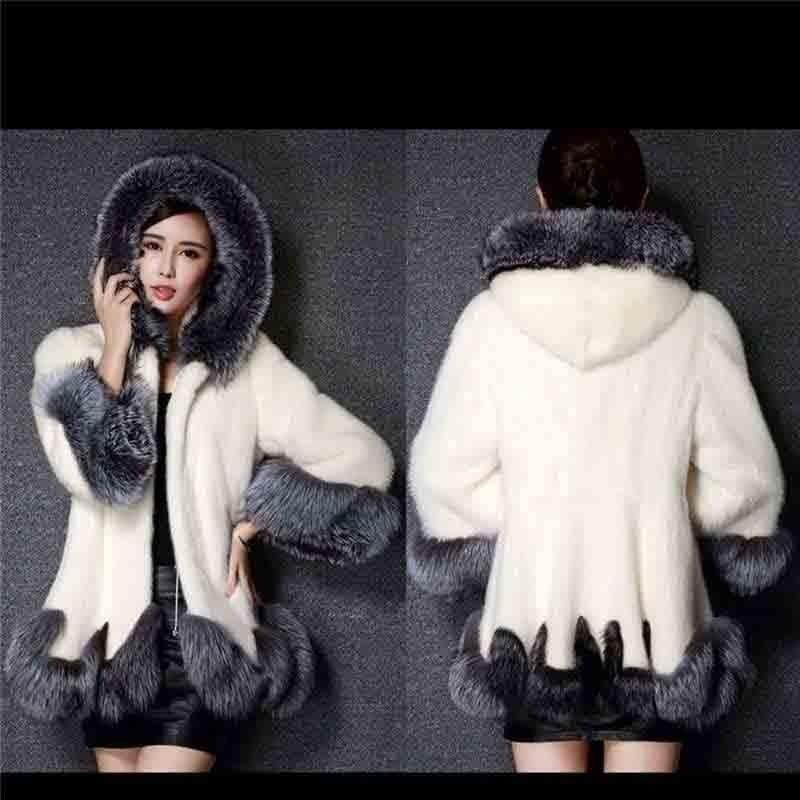 Fashion Plus Size Coat Luxury Long Faux Fur Coat Ladies Warm Coat Outwear