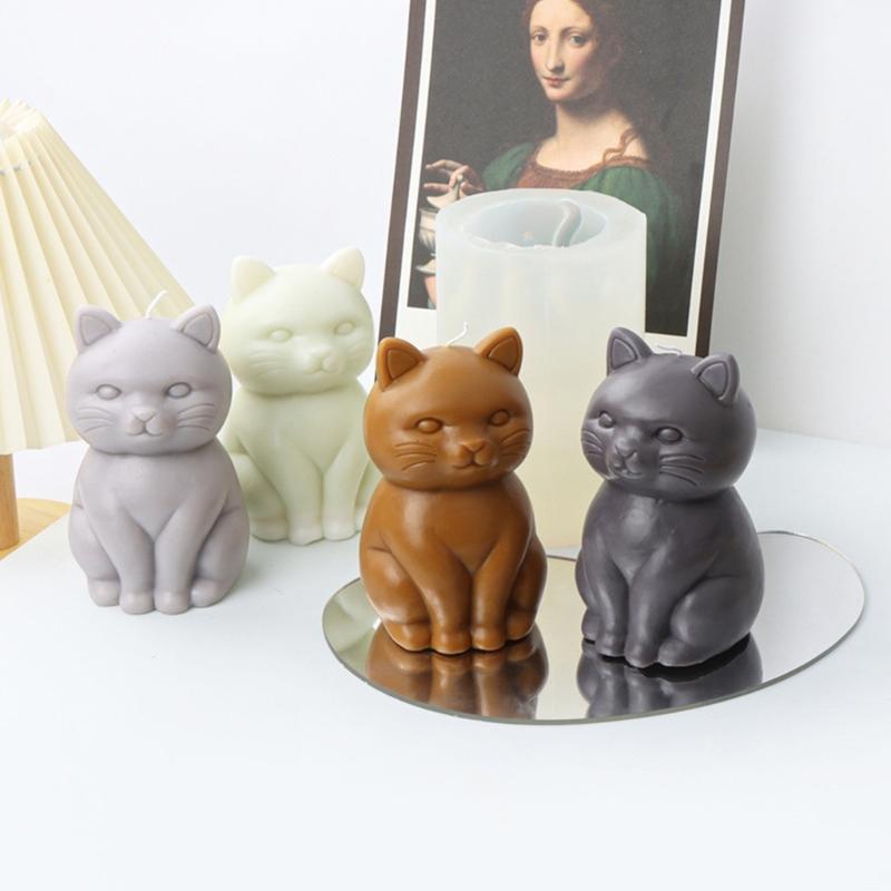 3D Fat Cat Shaped Candle Silicone Mold for DIY Hand-made Candle Ornaments Mould Handicrafts Making Tool Baking Mold